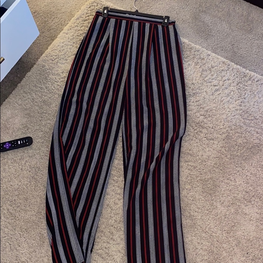 Striped wide leg pants
